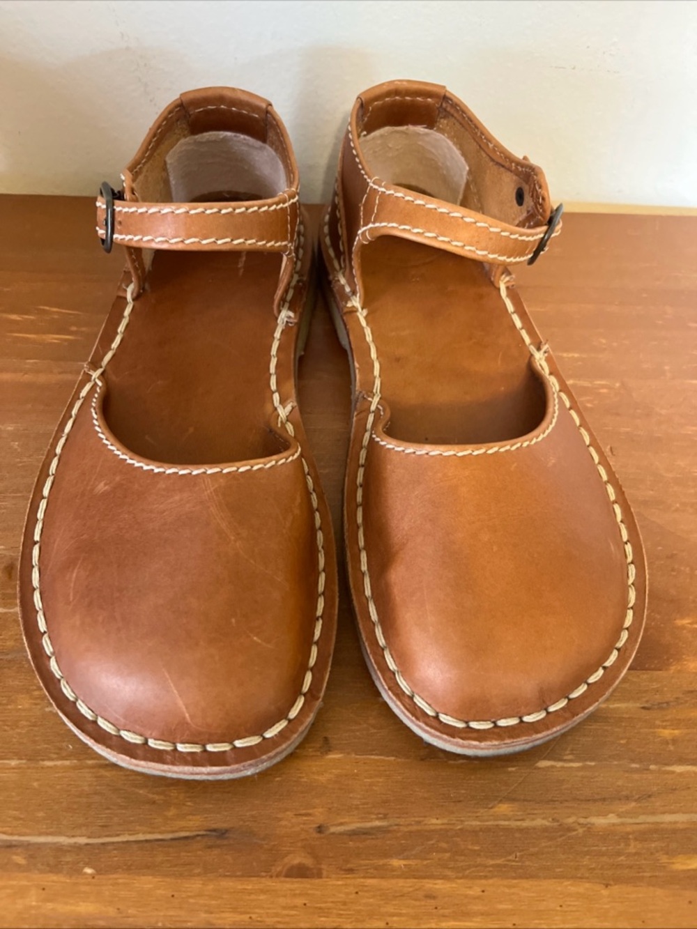 DUCKFEET MOLS Brown Tan Leather Mary Jane Loafers Flats Womens 41 US 10/10.5